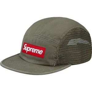 Supreme Mesh Side Panel Camp Cap Hat in Olive Green, OSFM